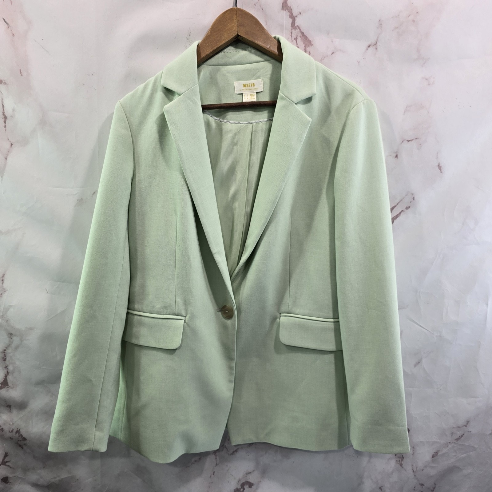 Anthropologie Blazer Womens 4 Small Mint Pastel Light Green Oversized Afterparty